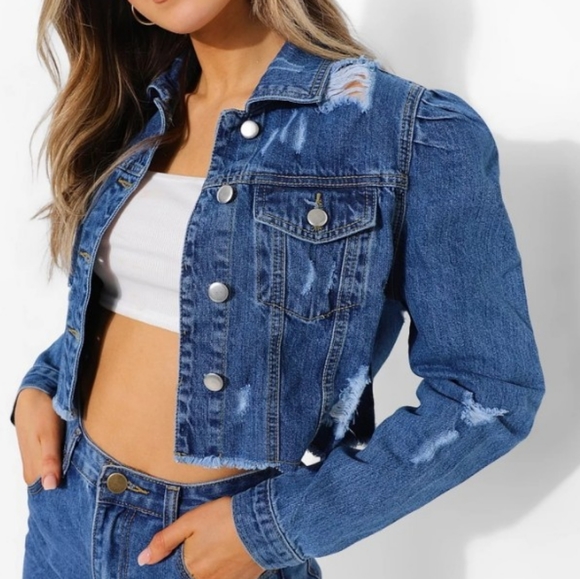 🆕️PUFF SHOULDER DENIM JACKETS - Picture 2 of 3